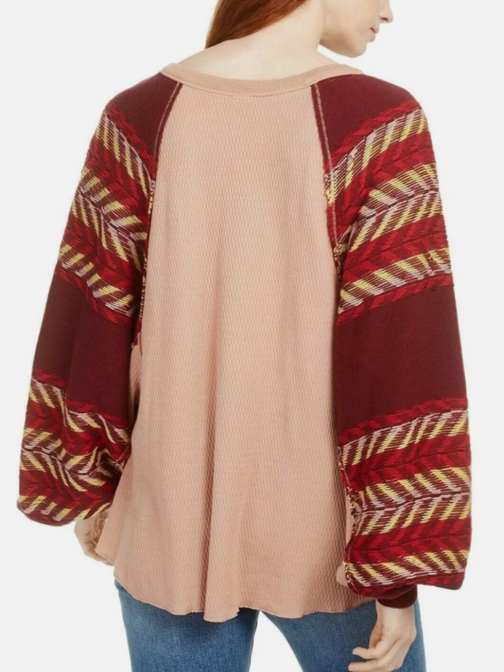 Free People Medium Rainbow Dreams Pullover Top S Balloon Sleeve Arizona Sands - Picture 3 of 14